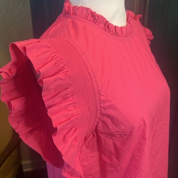 English Factory Pink Ruffled Sleeve Poplin Blouse, size M - Picture 4 of 9
